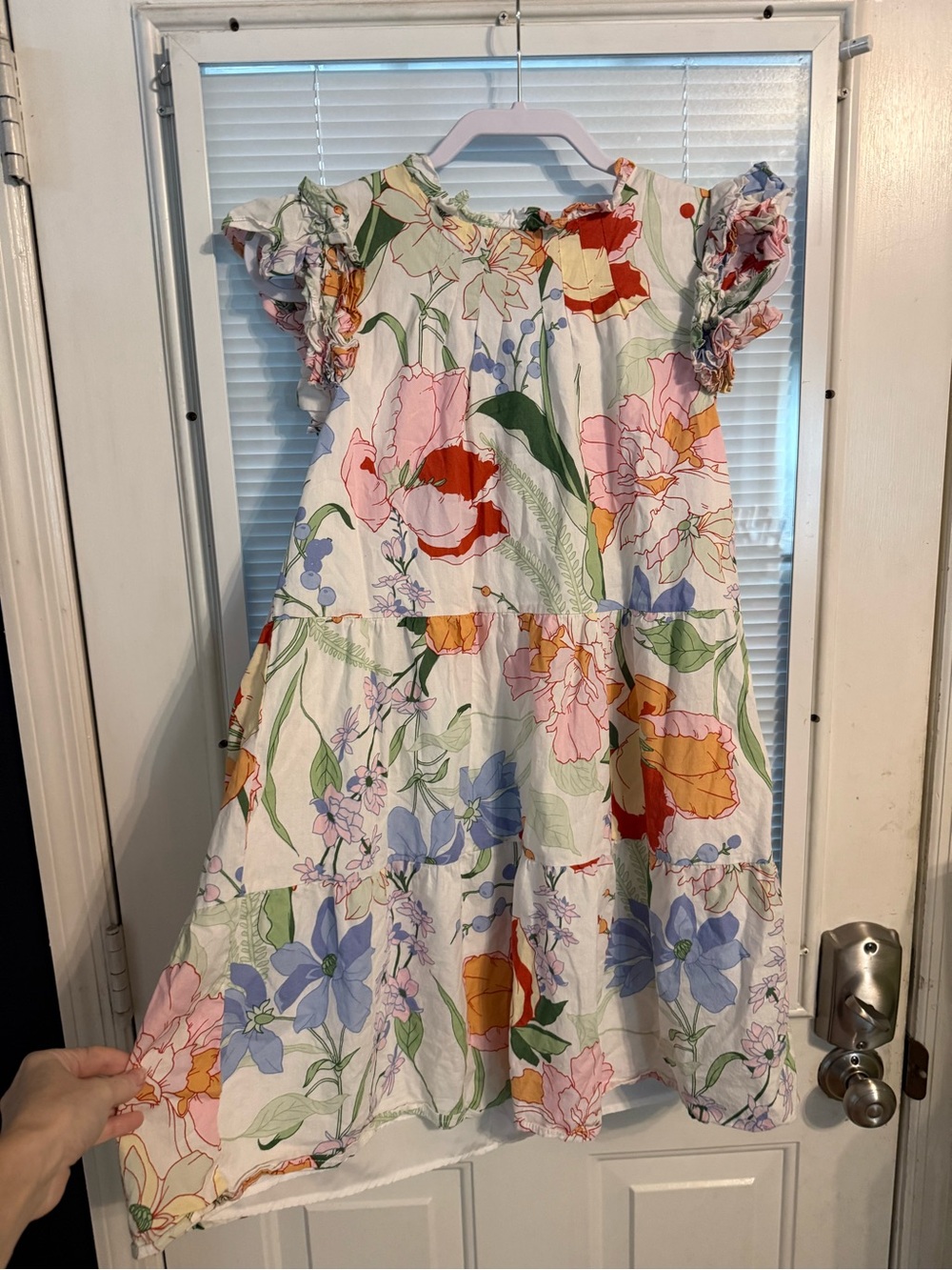 Sugarlips White Floral Ruffle-Sleeve Tiered Dress